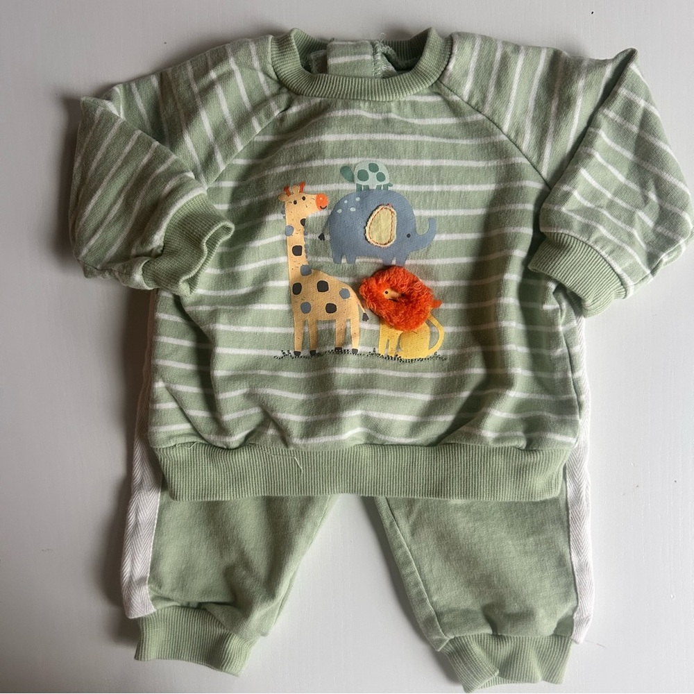 Little Me Animal Green Outfit